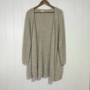Elegant Gray Sequin Open Cardigan size XL